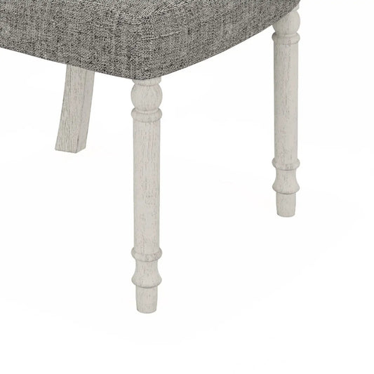 Tannen dining side chair set of 2, whitewashed turned legs with gray tweed seat on Tampa Home & Garden Store