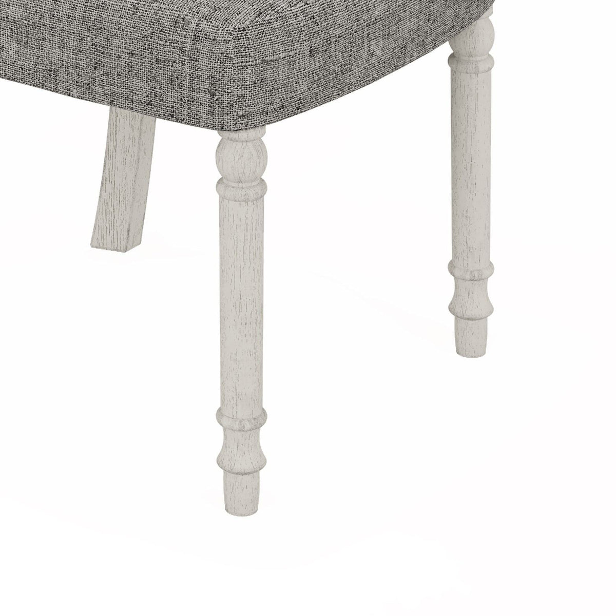 Round 5-piece dining set chairs with whitewashed legs and gray upholstery by HouseOfZazla on Tampa Home & Garden Store