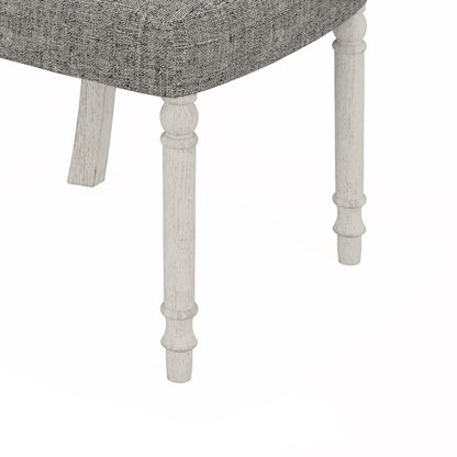 Round 5-piece dining set chairs with whitewashed legs and gray upholstery by HouseOfZazla on Tampa Home & Garden Store