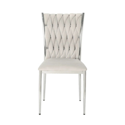 Modern dining chair by Unique Piece Furniture with cream upholstery and chrome frame on Tampa Home & Garden Store