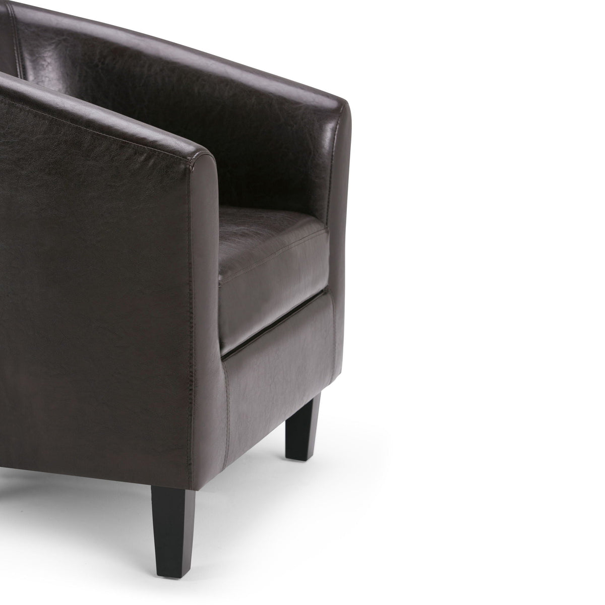 Transitional tub chair with solid black legs and dark brown leather upholstery HouseOfZazla on Tampa Home & Garden Store