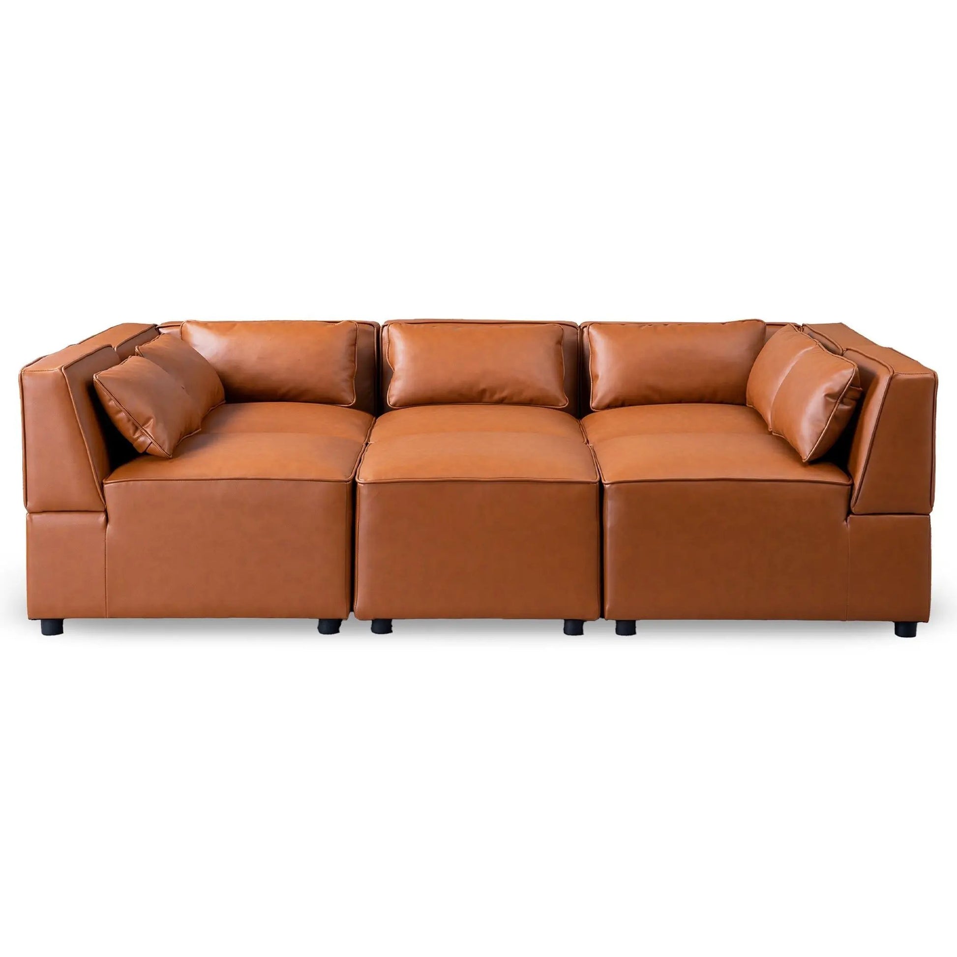 Wexford cognac leather modular sofa, 3-piece stationary sectional by Unique Piece Furniture on Tampa Home & Garden Store