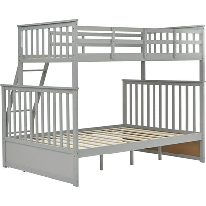 Bunk bed with ladder and safety rails by HouseOfZazla, light gray painted wood on Tampa Home & Garden Store
