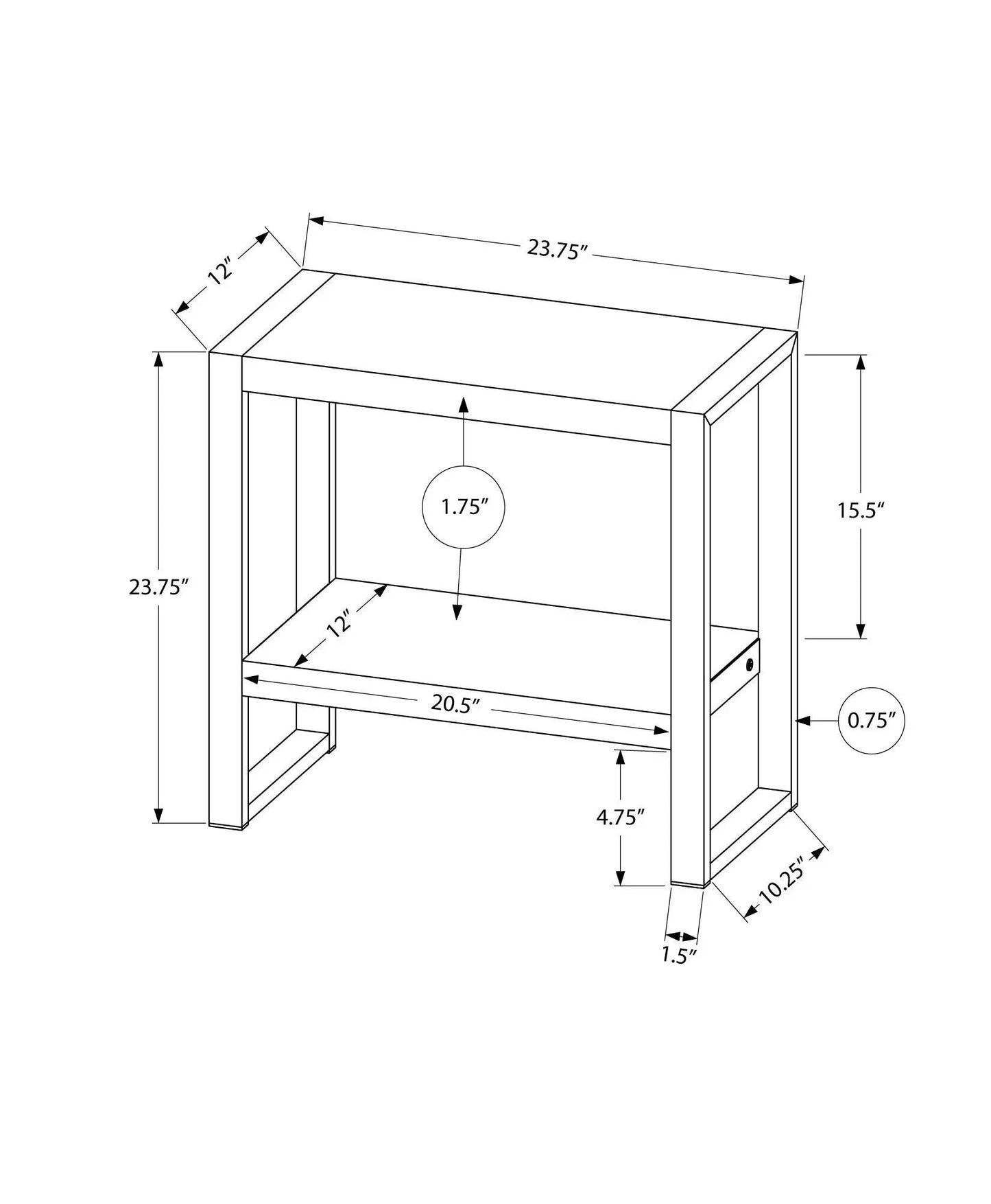 Accent Table Industrial Side Table with Flexible