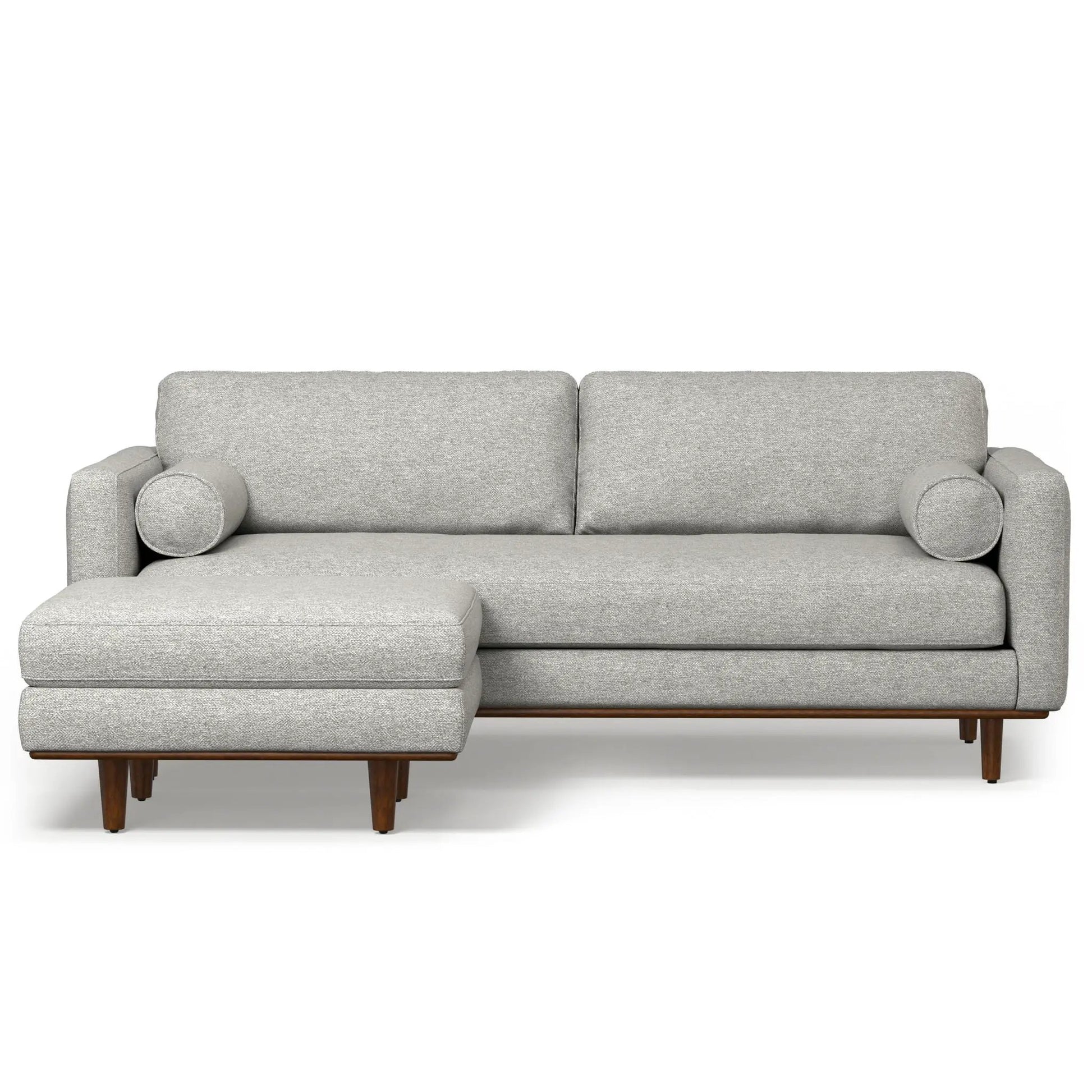 Morrison sofa and ottoman set in light gray textured fabric with wooden legs 2-piece living room set on Tampa Home & Garden Store