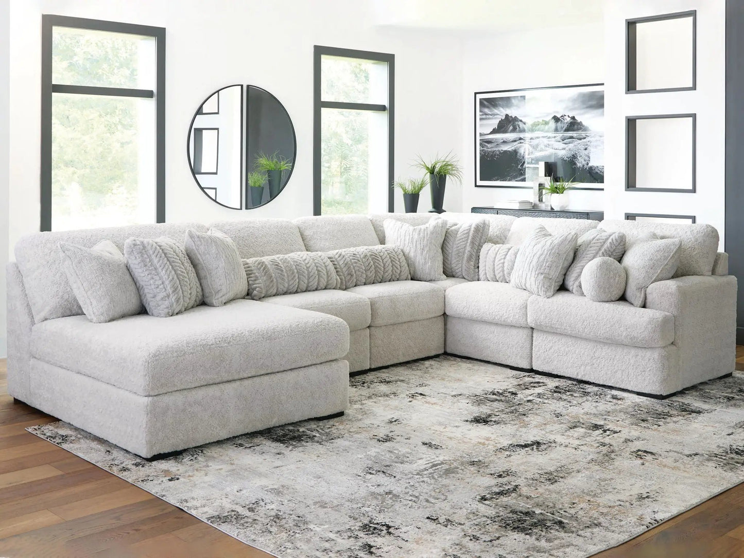 Cuddle Plush Sectional sofa in soft beige plush fabric, stationary by Unique Piece Furniture on Tampa Home & Garden Store