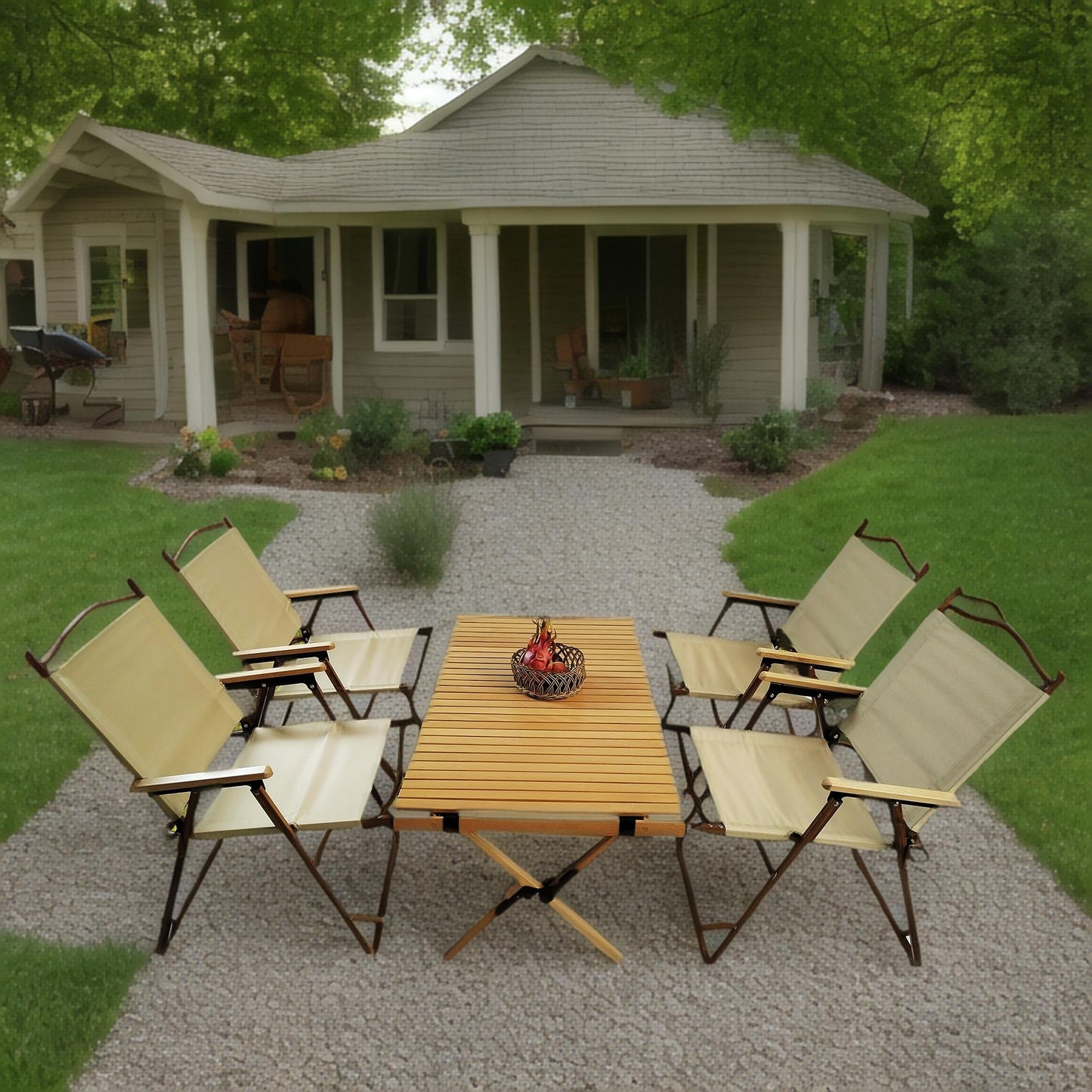 5 Piece Folding Dining Set for Kids and Outdoor