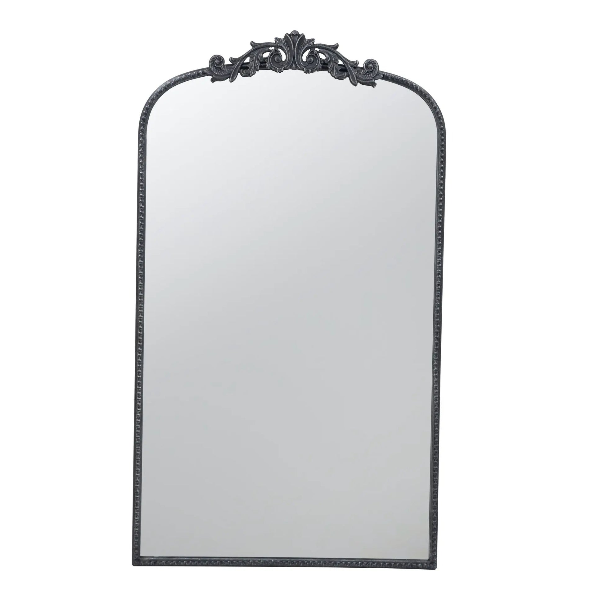Arch Mirror by Unique Piece Furniture, Baroque-inspired black metal frame with ornate crest, wall mirror on Tampa Home & Garden Store