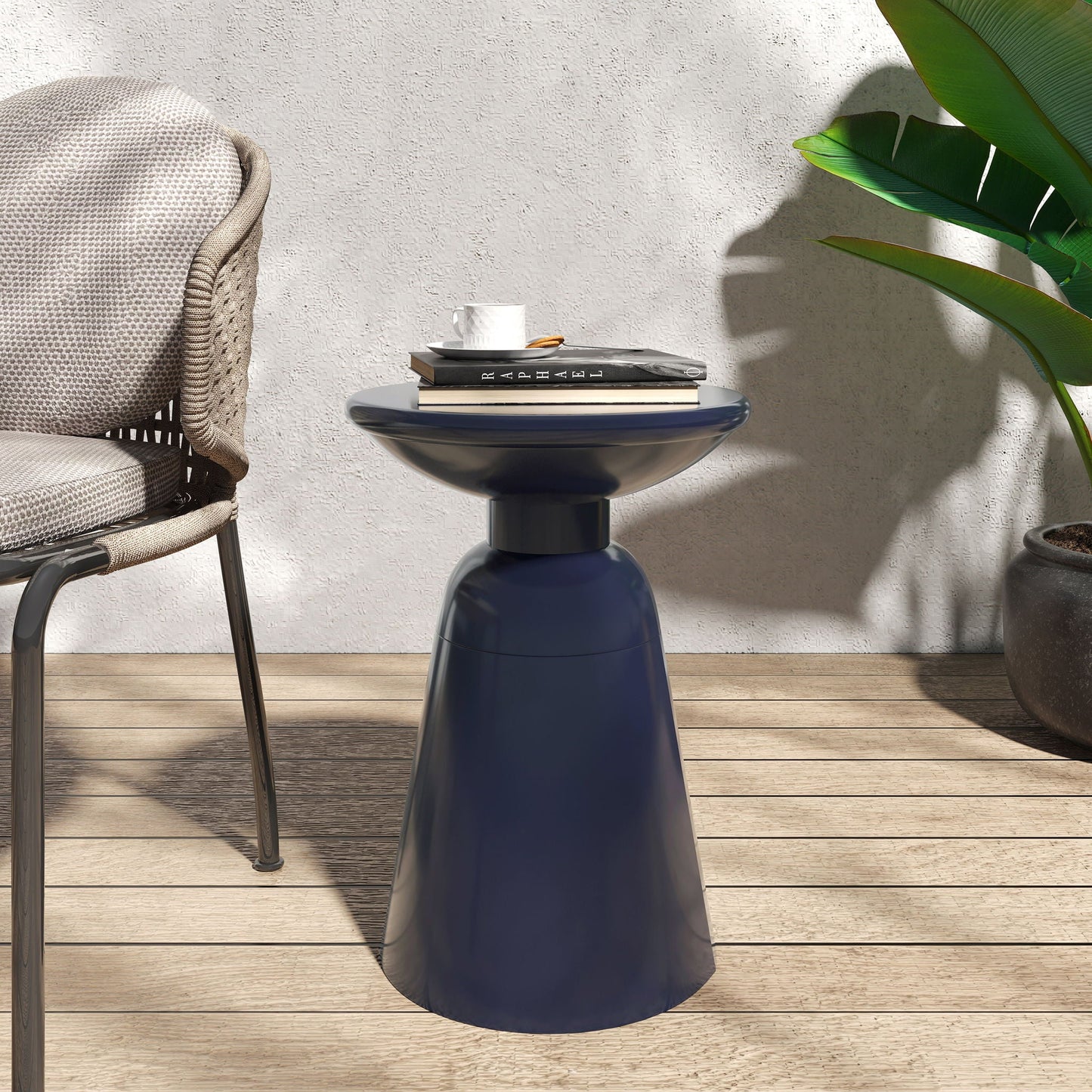 Modern Round Metal Pedestal Outdoor Table