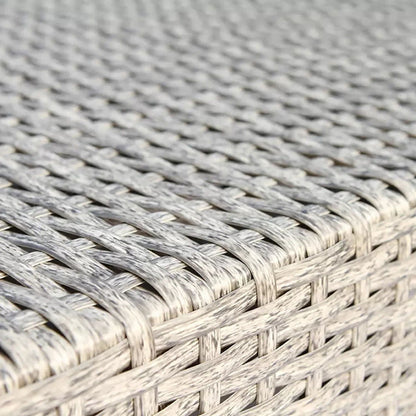 Gray wicker loveseat frame closeup showing woven rattan texture for outdoor patio furniture on Tampa Home & Garden Store