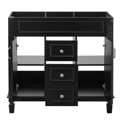 Black wood bathroom vanity base with 2 soft-closing doors and 2 drawers Unique Piece Furniture on Tampa Home & Garden Store
