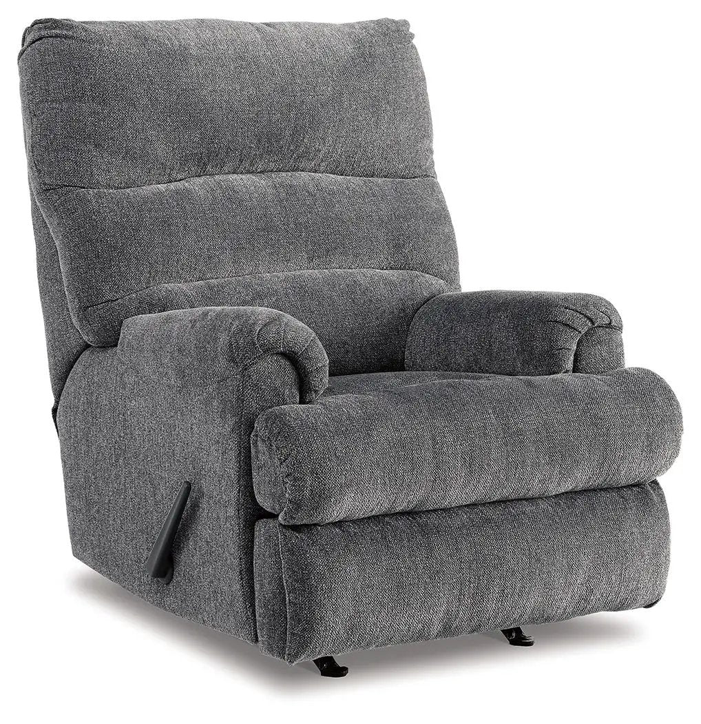 Man Fort Rocker Recliner gray fabric, manual side lever, by Unique Piece Furniture on Tampa Home & Garden Store