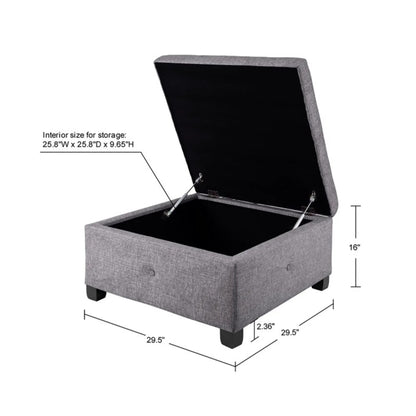 Aspen ottoman storage by Unique Piece Furniture in gray fabric with soft-close lid on Tampa Home & Garden Store