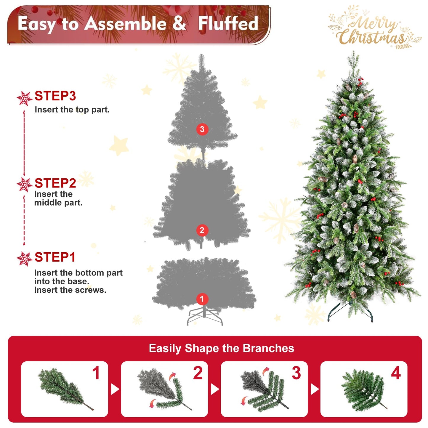 6ft pre-lit artificial Christmas tree by HouseOfZazla with 380 warm white LEDs on Tampa Home & Garden Store