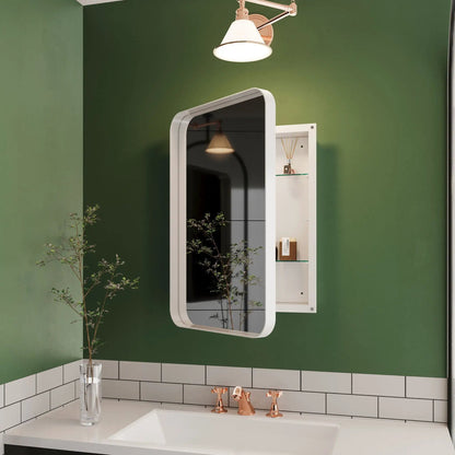 Recessed metal framed medicine cabinet with mirror and adjustable shelves white on Tampa Home & Garden Store