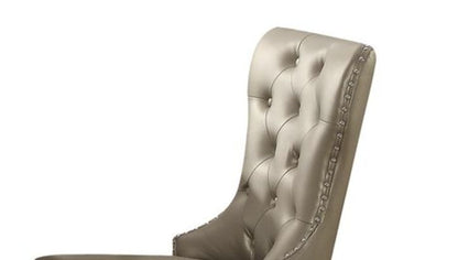 Kacela champagne synthetic leather side chair set of 2, tufted back, nailhead trim HouseOfZazla on Tampa Home & Garden Store