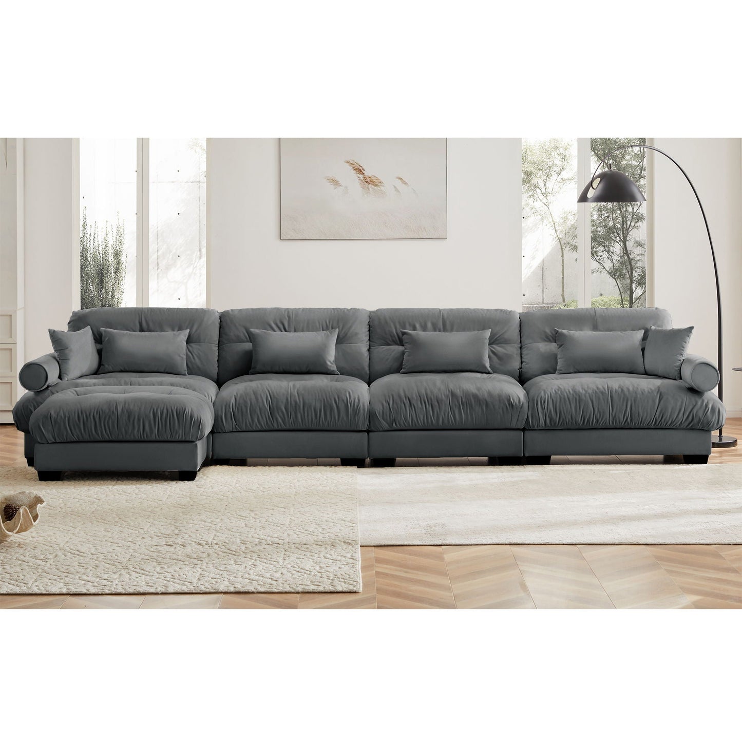 Oversized Modular Sofa with Movable Ottoman