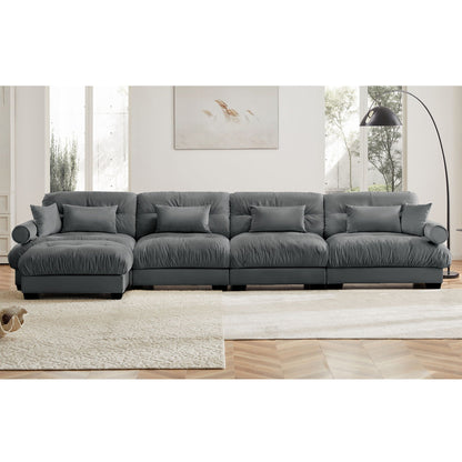 HouseOfZazla Modular Sectional Sofa with Movable Ottoman in dark gray fabric, 2-piece set on Tampa Home & Garden Store