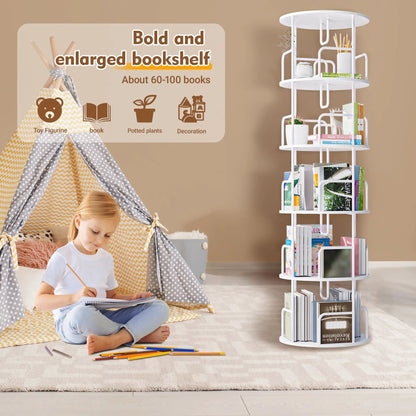 Rotating Bookshelf Tower 5 Tier Spinning Shelf