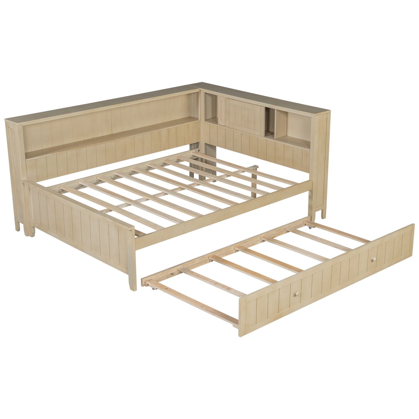 Full size daybed with storage shelves and trundle in ancient white by HouseOfZazla on Tampa Home & Garden Store