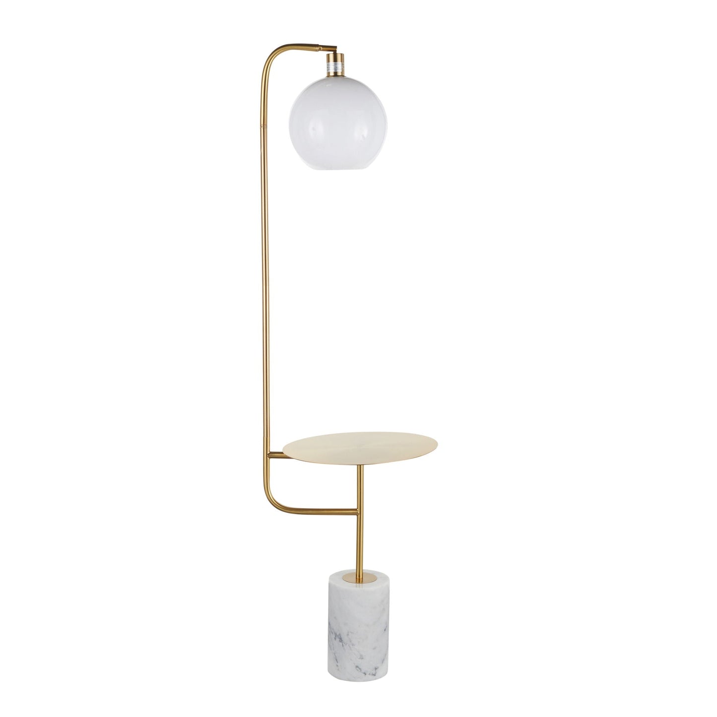 Symbol contemporary glam floor lamp with brass frame and white marble side table on Tampa Home & Garden Store