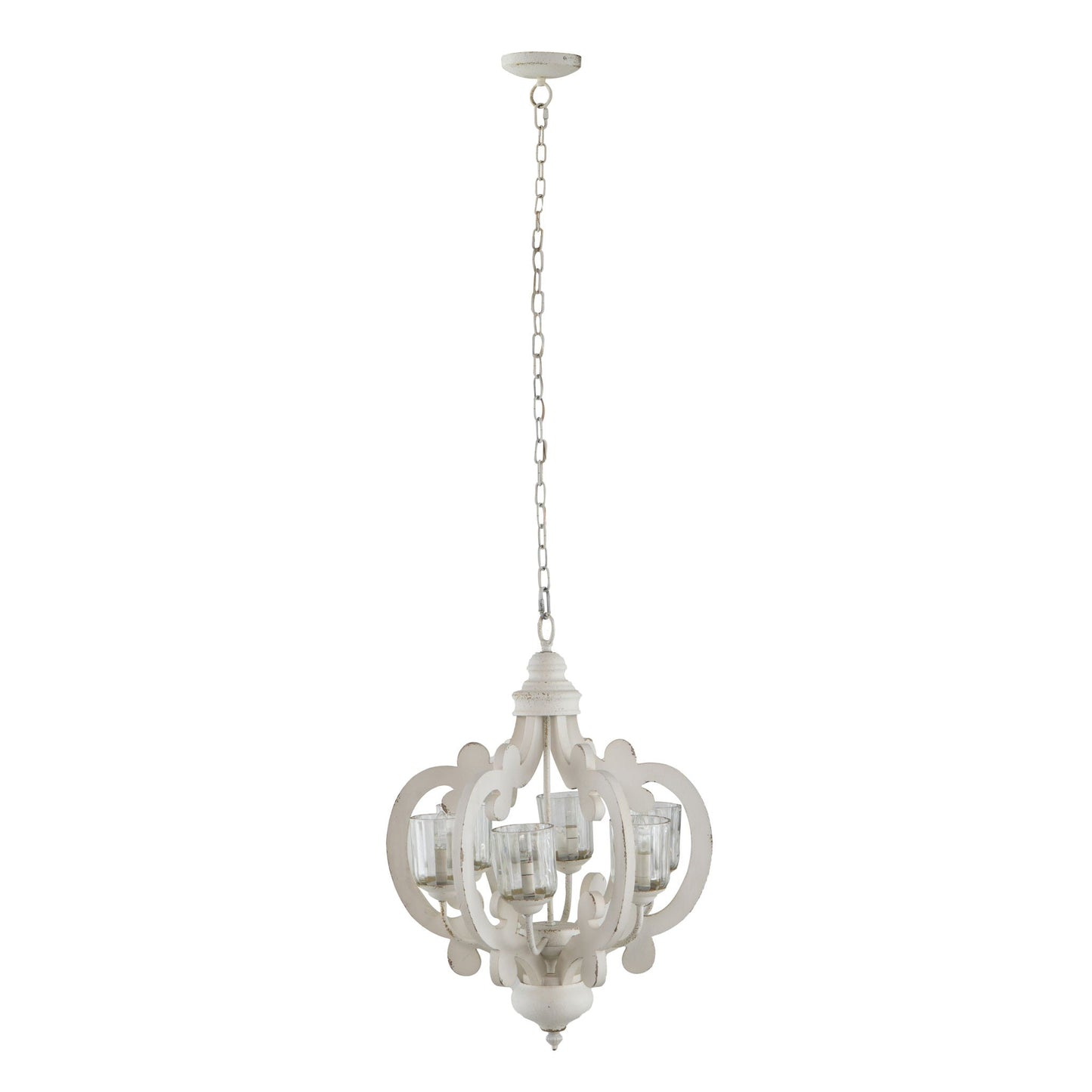 Farmhouse Chandelier With 6 Light Wood Pendant