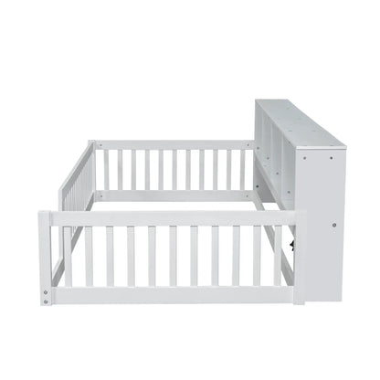 Floor Bed With Storage Cabinets and USB Ports
