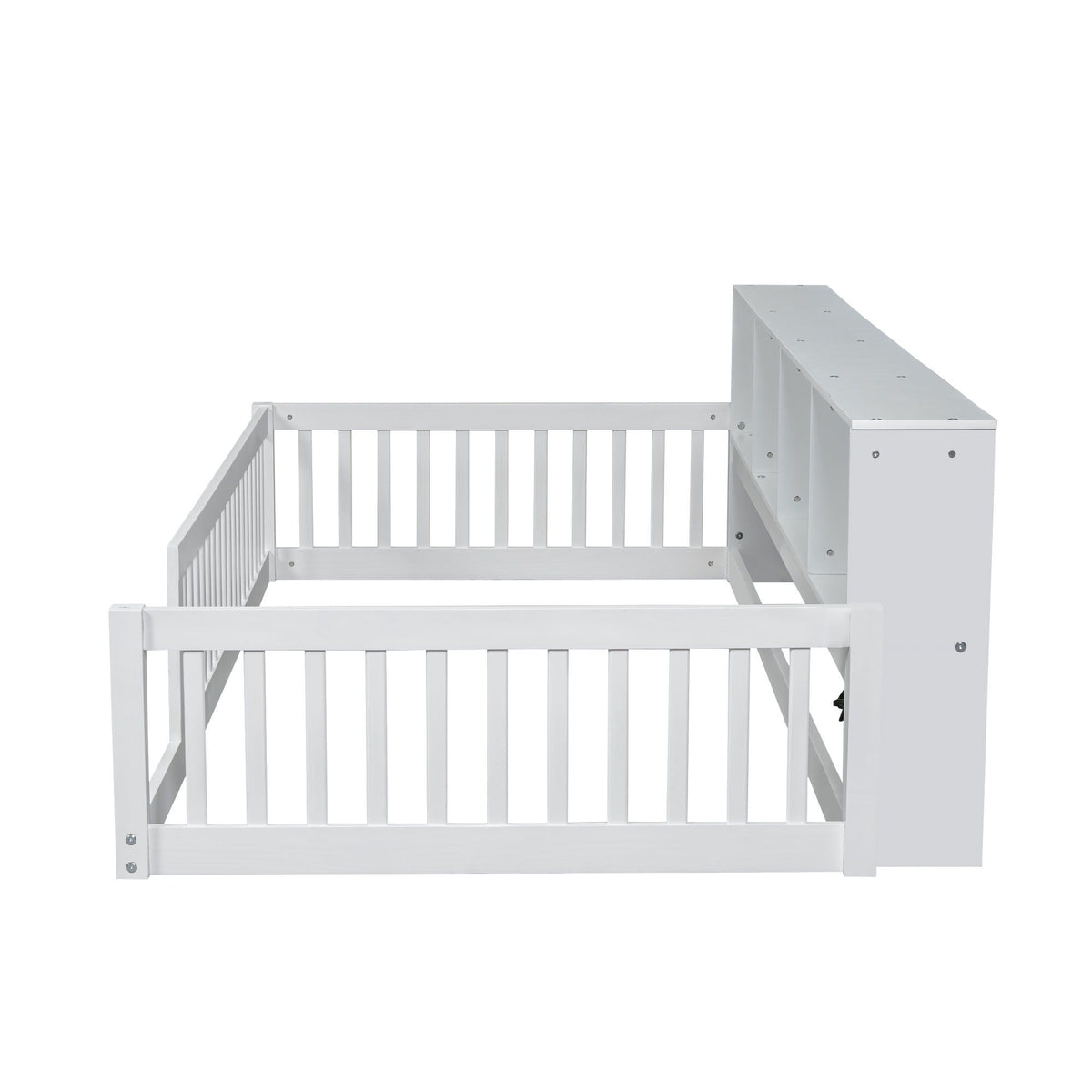 Floor bed with storage cabinets in white finish by HouseOfZazla on Tampa Home & Garden Store
