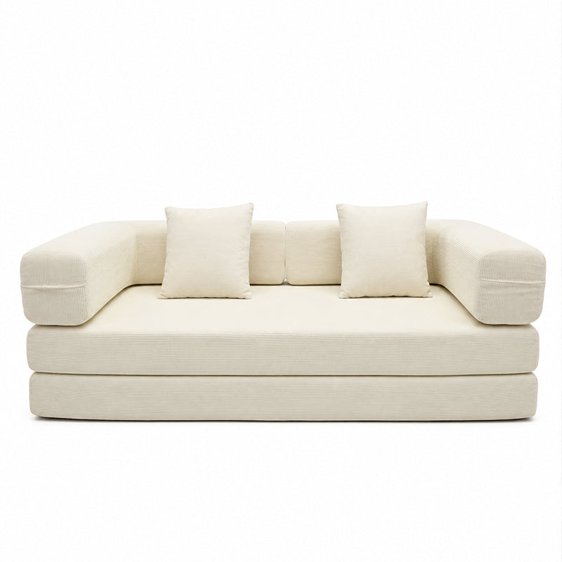 Double Sofa Bed by HouseOfZazla, cream beige modular sofa with plush cushions on Tampa Home & Garden Store