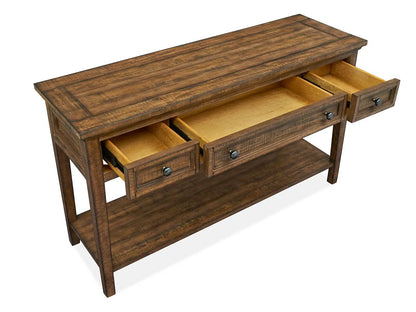 Bay Creek Rectangular End Table in dark brown wood with 3 drawers by Unique Piece Furniture on Tampa Home & Garden Store