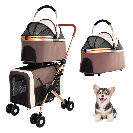 Foldable Double Pet Stroller for Dogs and Cats