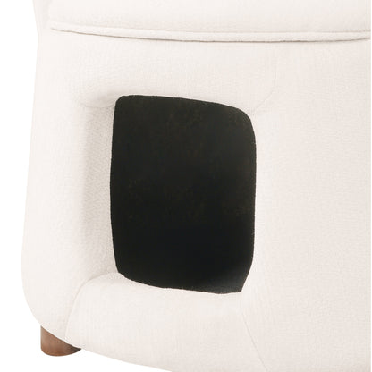 Beige pet-friendly chair with hidden pet nook, plush upholstery and dark interior opening on Tampa Home & Garden Store