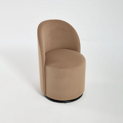 360 Degree Swivel Armless Dining Barrel Chair tan leather with black base HouseOfZazla on Tampa Home & Garden Store