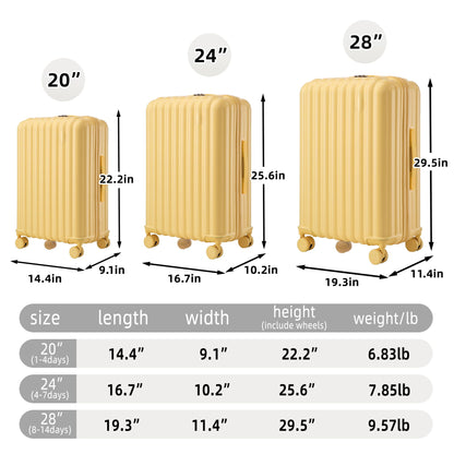 3pc yellow gold spinner luggage set by HouseOfZazla with 20/24/28 carryon suitcases on wheels on Tampa Home & Garden Store