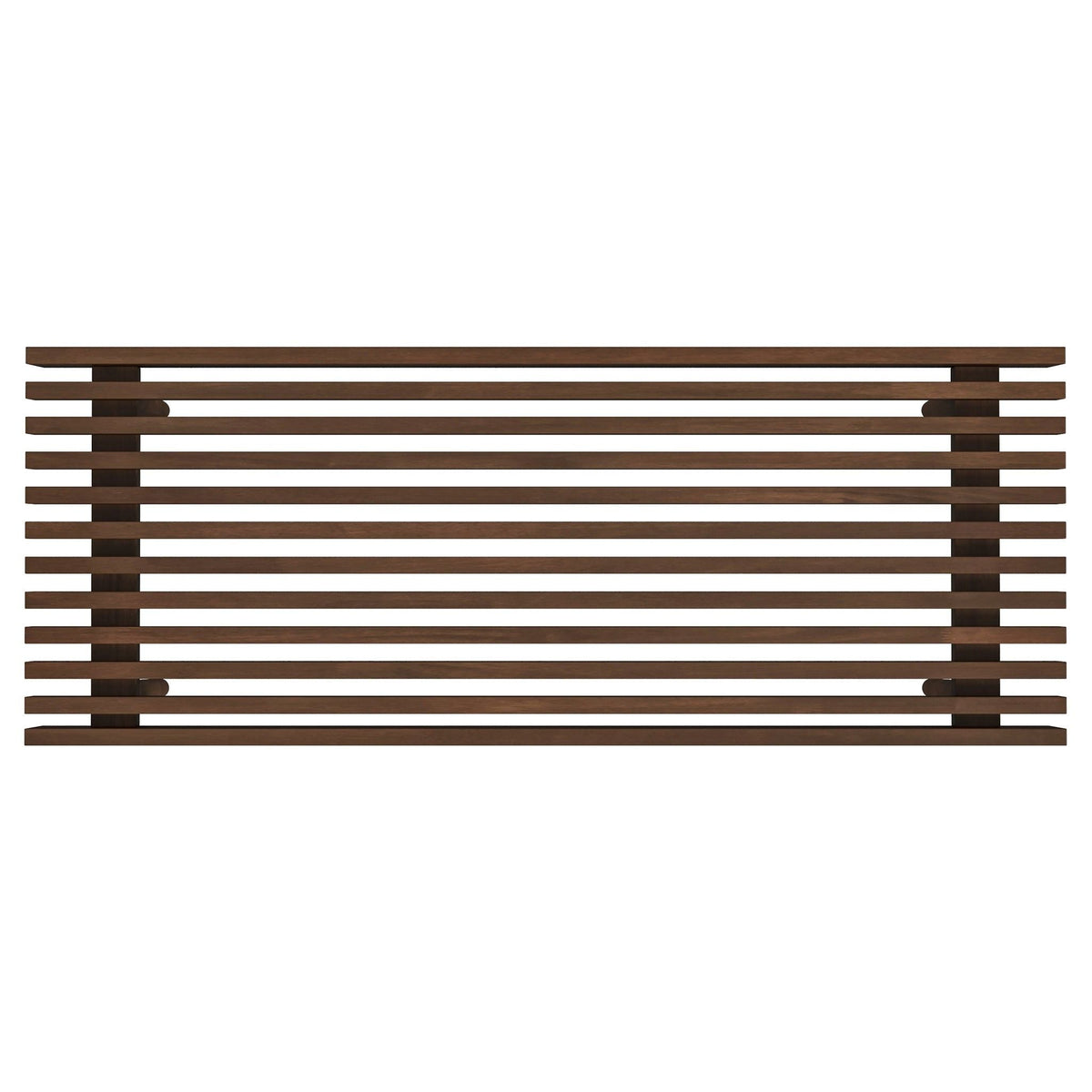 Dark brown wood accent bench with solid wood frame, slatted design by HouseOfZazla Mia on Tampa Home & Garden Store