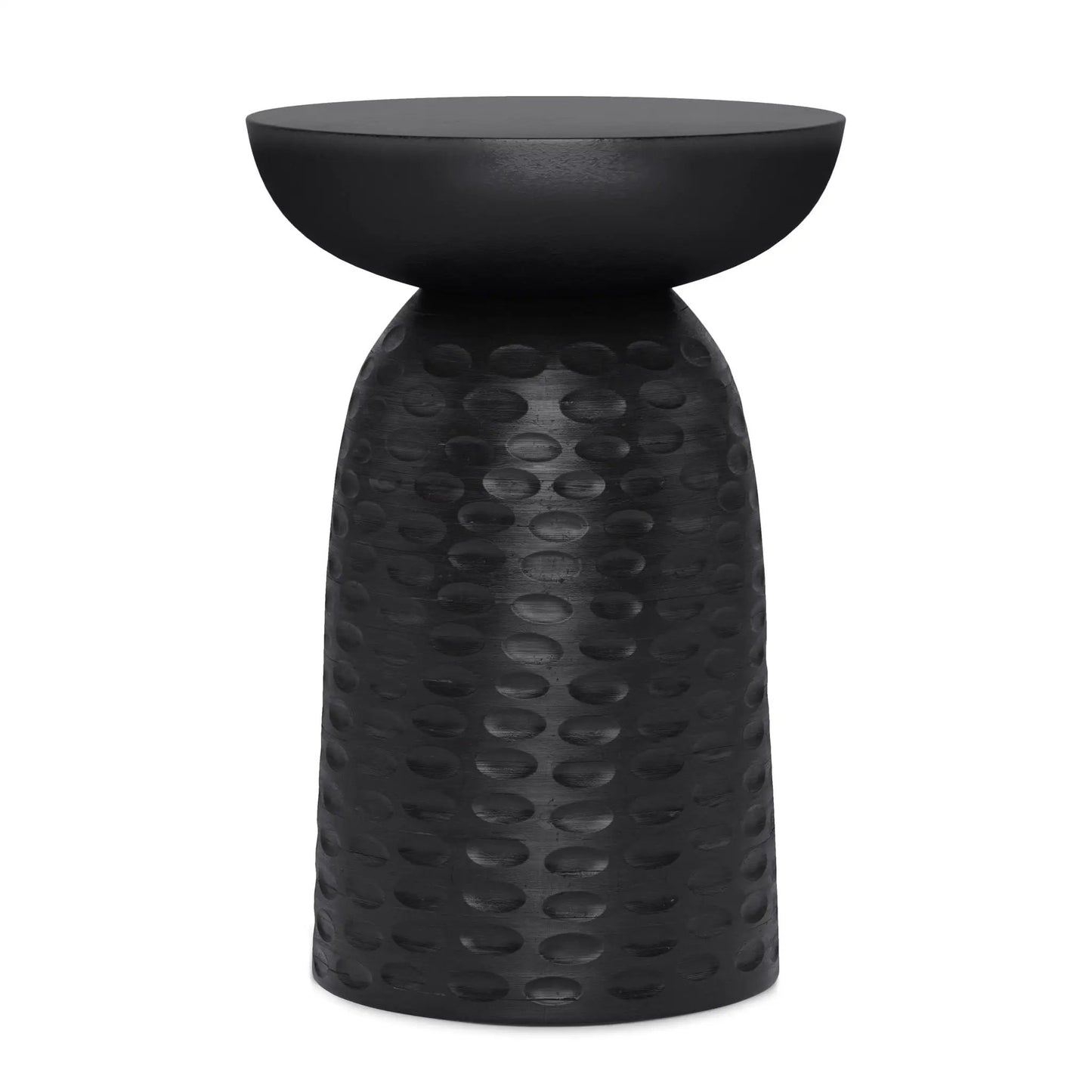 Boyd Handcrafted Accent Table, black round top with dotted base on Tampa Home & Garden Store