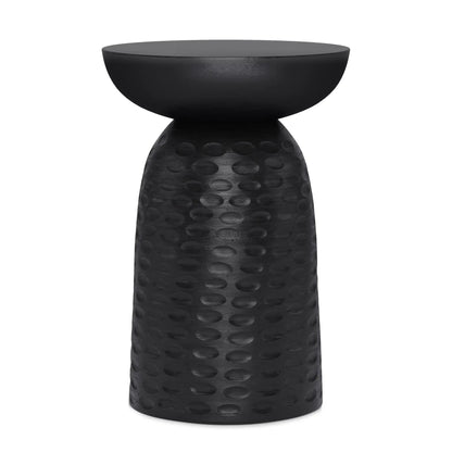 Boyd Handcrafted Accent Table, black round top with dotted base on Tampa Home & Garden Store