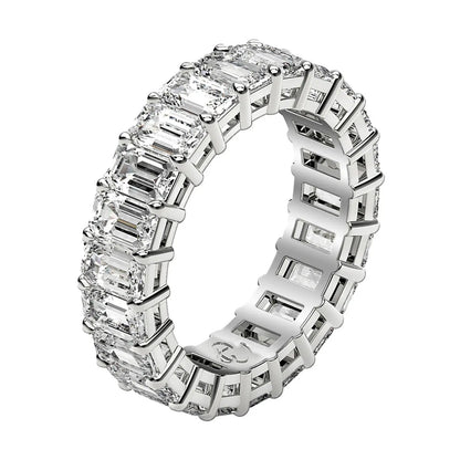 Emerald-cut lab-grown diamond eternity ring in 14k white gold, 3 ctw FG/VS2, Bids.com ring on Tampa Home & Garden Store