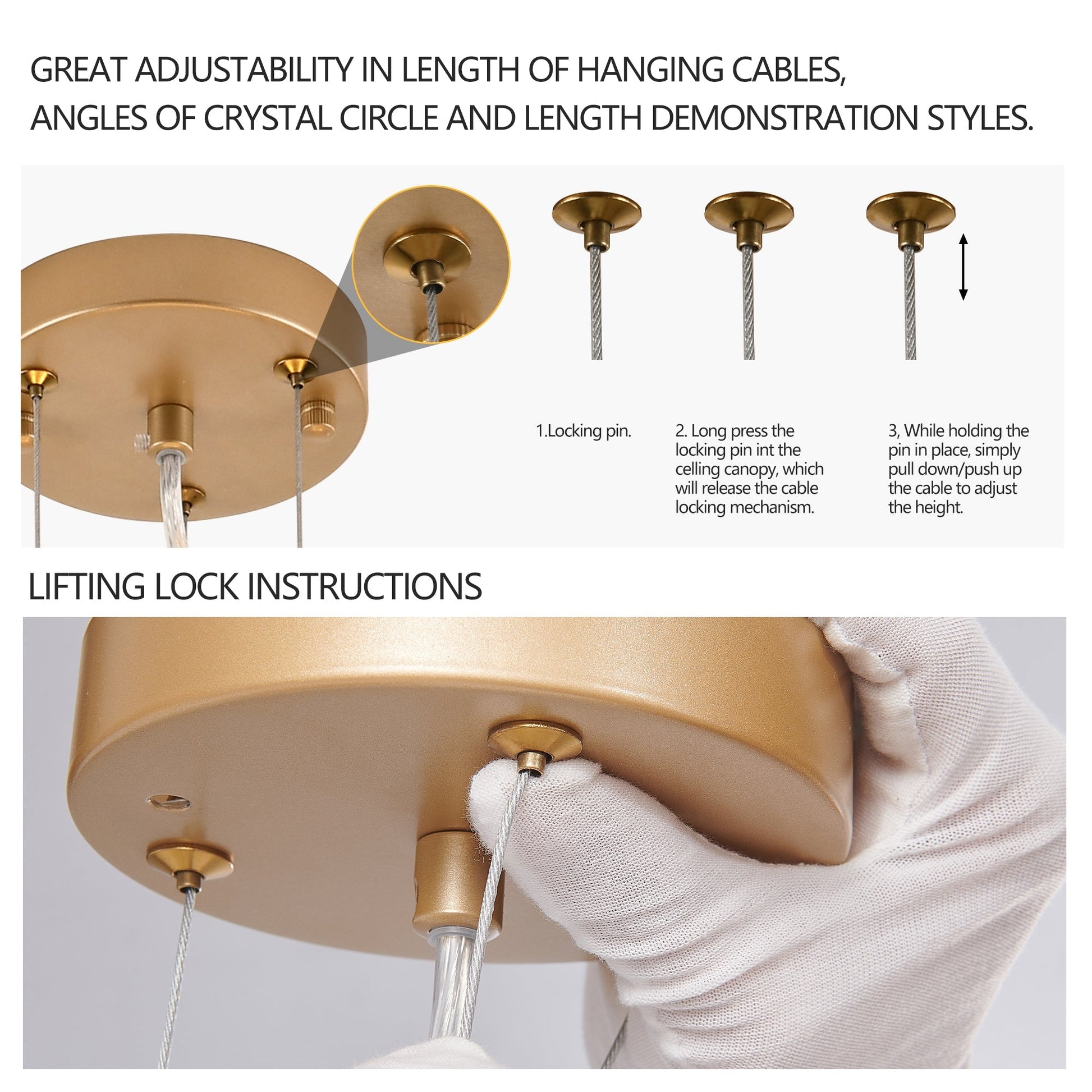 24-inch modern golden pendant light with cascading crystal strands, HouseOfZazla chandelier on Tampa Home & Garden Store