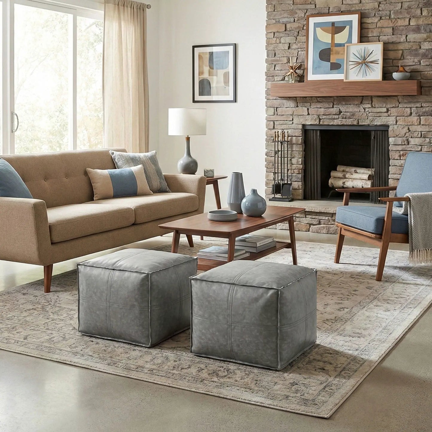 Brody Versatile Square Pouf for Living Rooms