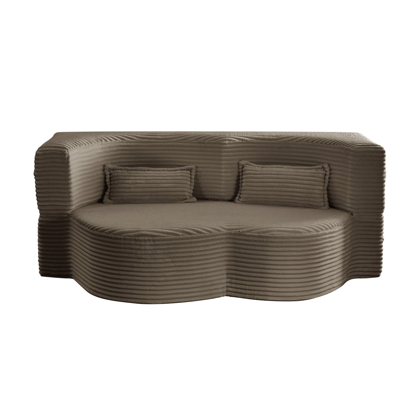 Floor Convertible Sleeper Sofa Bed With 2 Pillows in brown corduroy fabric futon sofa on Tampa Home & Garden Store