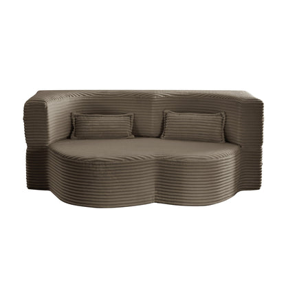 Floor Convertible Sleeper Sofa Bed With 2 Pillows in brown corduroy fabric futon sofa on Tampa Home & Garden Store