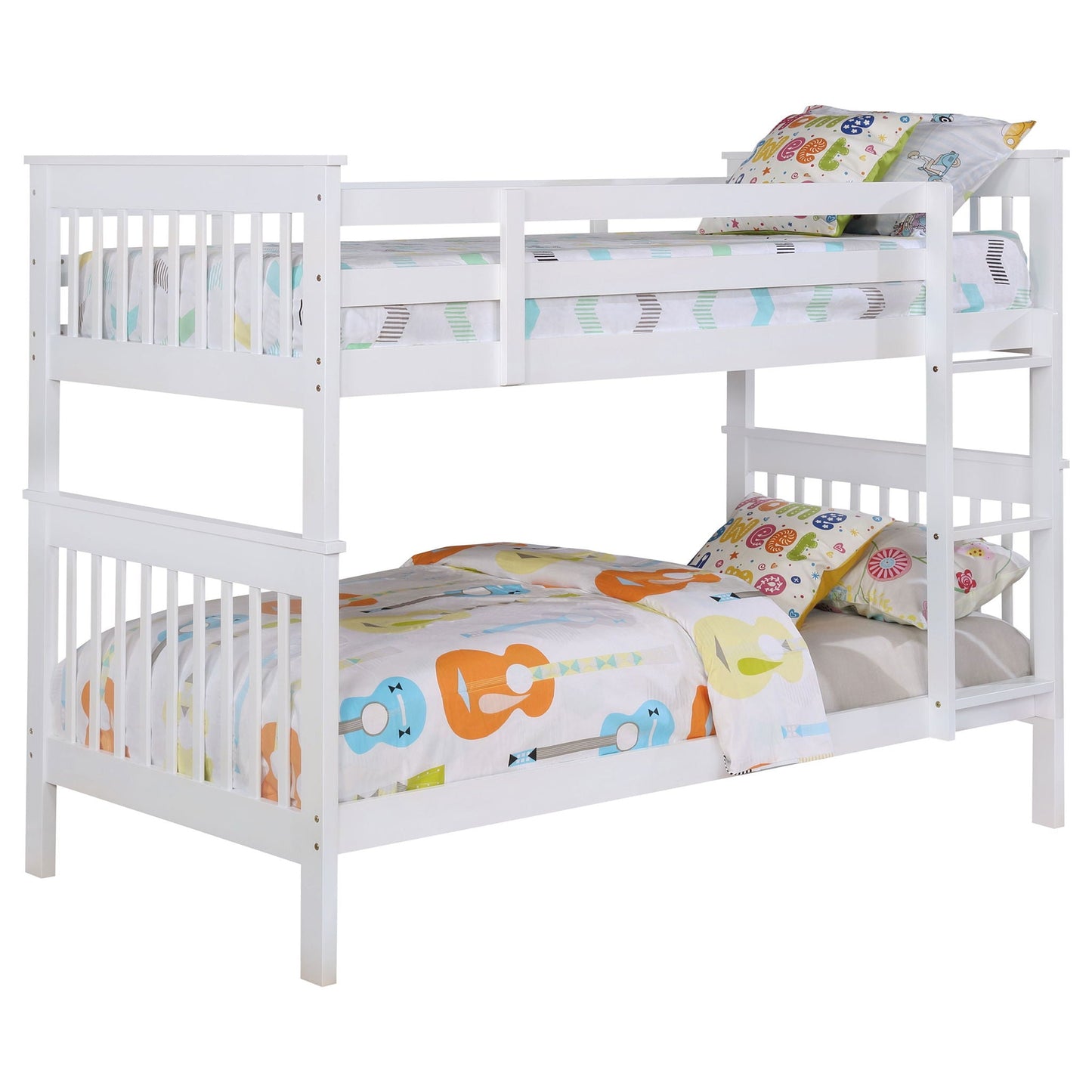 Madison twin over twin bunk bed with slatted design in white, wooden frame by HouseOfZazla on Tampa Home & Garden Store