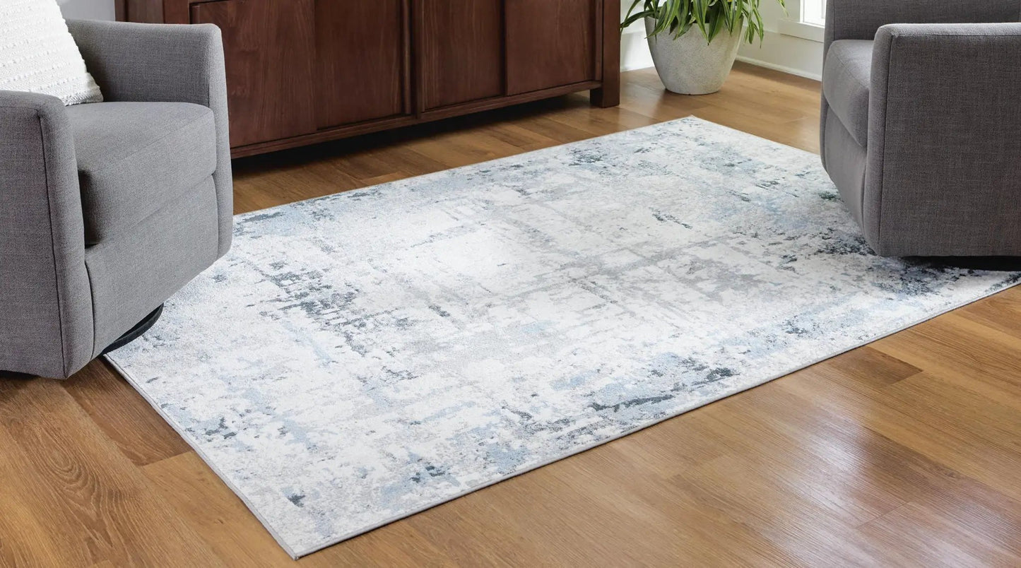 Emertonly Washable Rug With Abstract Blue Gray