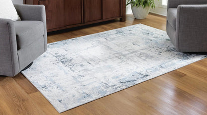 Emertonly Washable Rug With Abstract Blue Gray