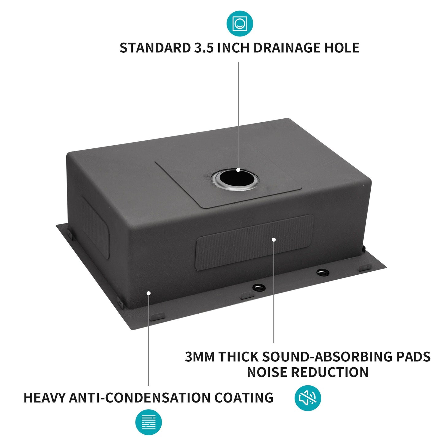 Topmount Sink 16 Gauge and Single Bowl Steel