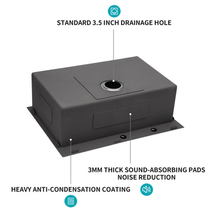 Topmount Sink 16 Gauge and Single Bowl Steel