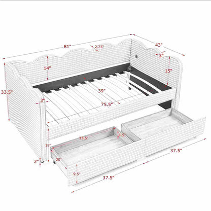 Gingham Daybed With Usb Port And The Wave Shape