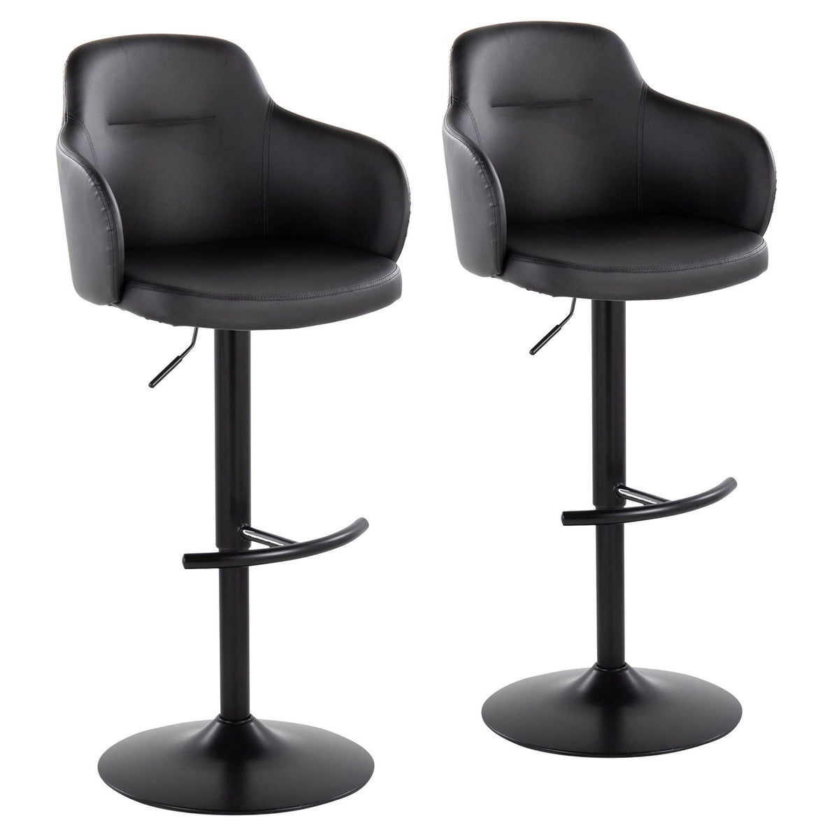 Pair of HouseOfZazla black contemporary adjustable barstools with swivel and rounded footrests on Tampa Home & Garden Store