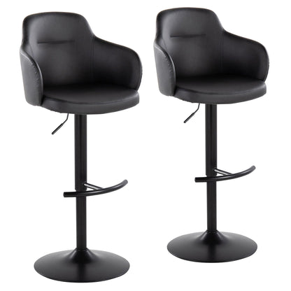 Pair of HouseOfZazla black contemporary adjustable barstools with swivel and rounded footrests on Tampa Home & Garden Store